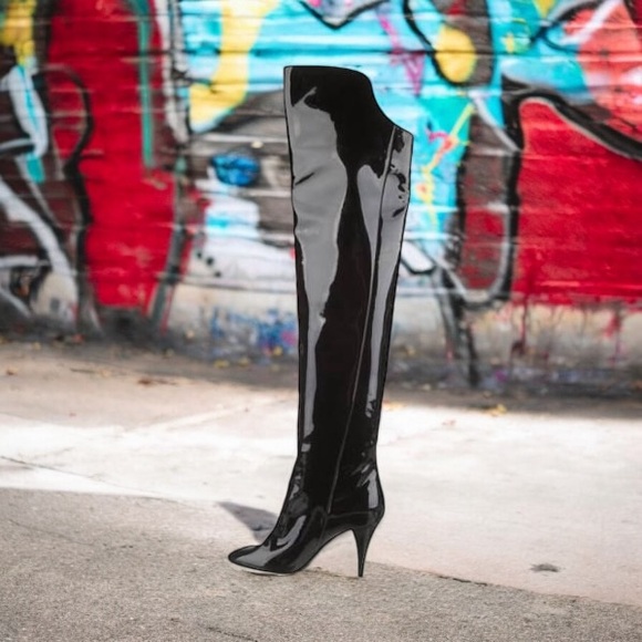 NIB Saint Laurent Paris Kiki Patent Leather Boots Size 36 $1,795.00 - Picture 1 of 6